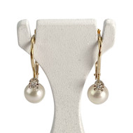 Boucles d'oreilles d'occasion or 750 jaune diamants perles de culture