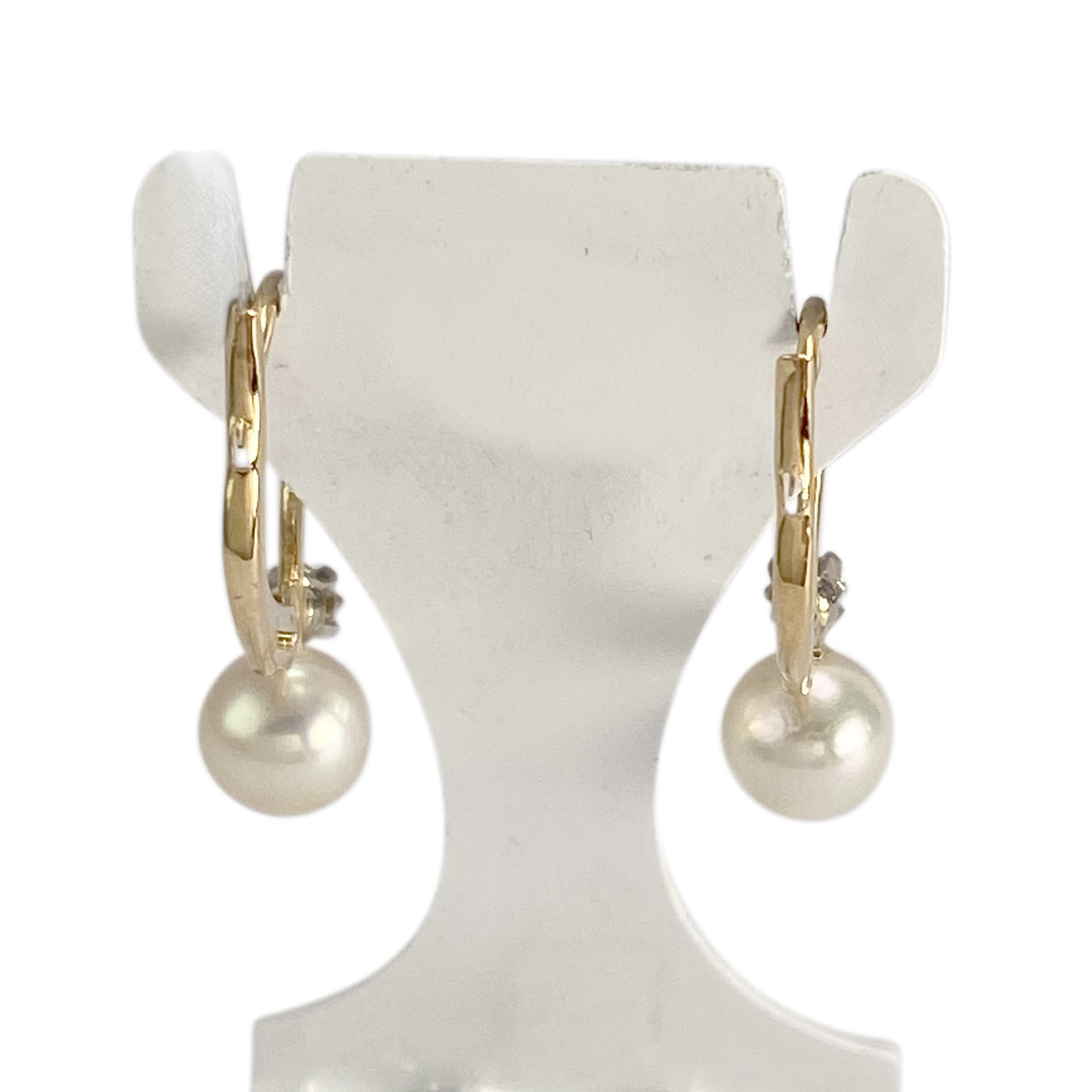 Boucles d'oreilles d'occasion or 750 jaune diamants perles de culture - vue 3