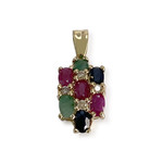 Pendentif d'occasion or 585 jaune emeraude rubis saphir diamant - vue 1