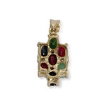 Pendentif d'occasion or 585 jaune emeraude rubis saphir diamant - vue 2