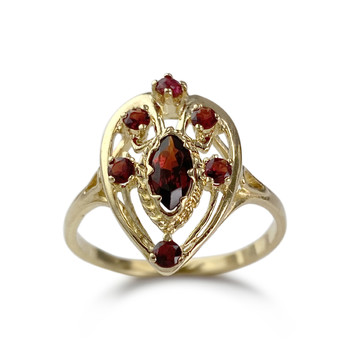 Bague d'occasion or 750 jaune grenat rubis