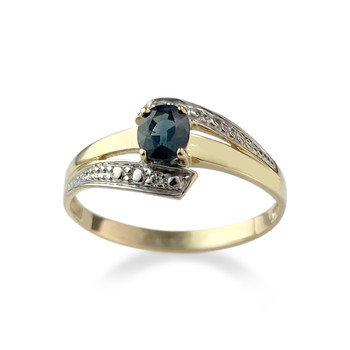 Bague d'occasion or 750 jaune saphir diamant