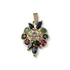 Pendentif d'occasion or 750 jaune saphir rubis emeraude oxyde de zirconium - vue V1