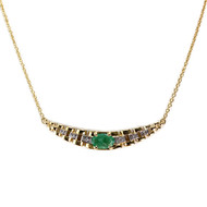 Tweedehands gouden collier 750 geel smaragd diamant