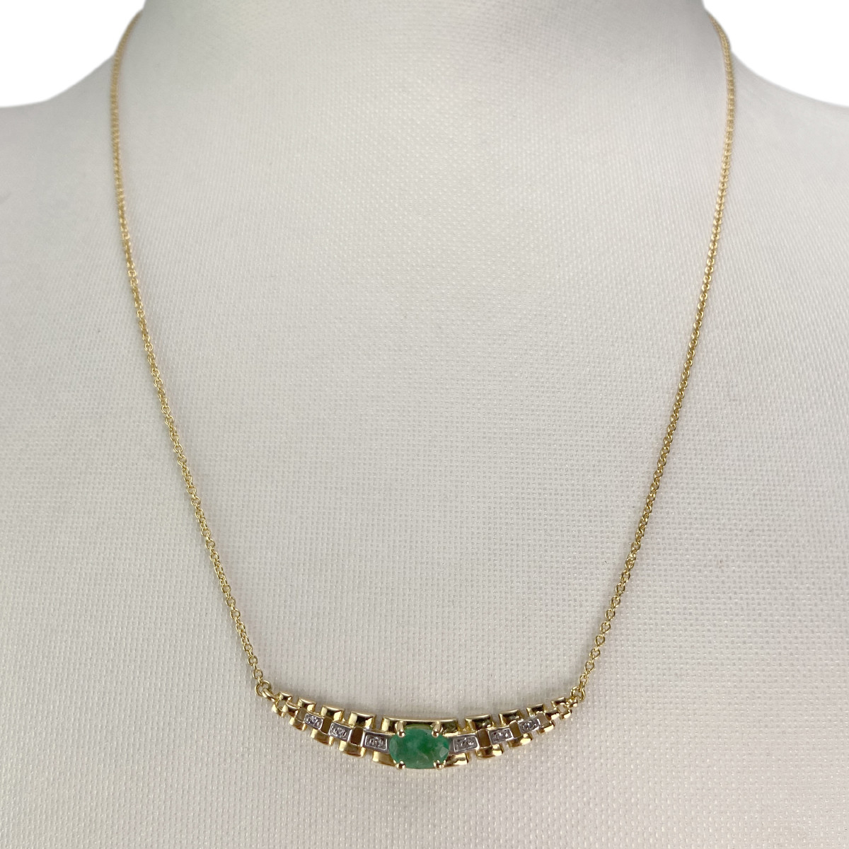 Collier d'occasion or 750 jaune emeraude diamant - vue 2