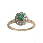 Bague d'occasion or 2 tons 750 emeraude diamant - vue 1