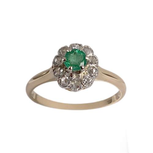 Bague d'occasion or 2 tons 750 emeraude diamant