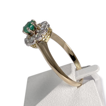 Bague d'occasion or 2 tons 750 emeraude diamant
