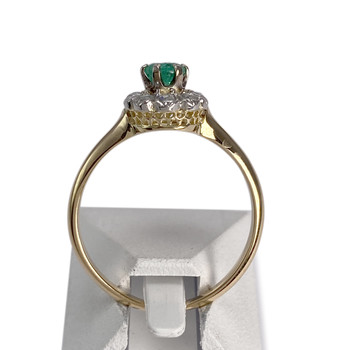 Bague d'occasion or 2 tons 750 emeraude diamant