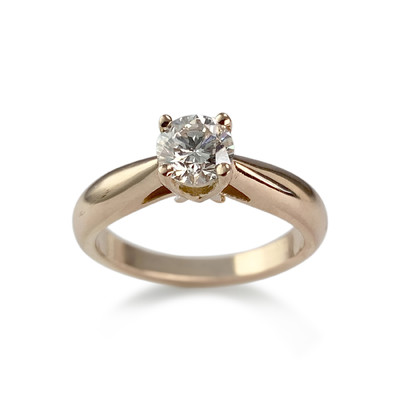 Solitaire d'occasion or 750 rose diamant - vue 1