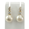 Boucles d'oreilles d'occasion or 750 jaune perle de culture oxyde de zirconium - vue V1