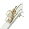 Boucles d'oreilles d'occasion or 750 jaune perle de culture oxyde de zirconium - vue V2