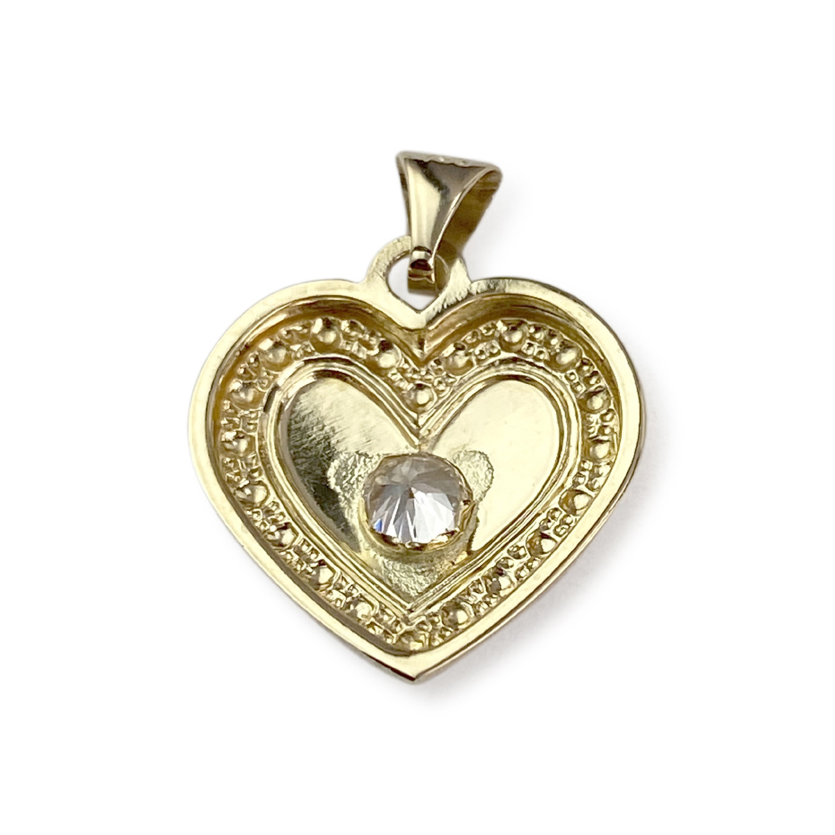 Pendentif coeur d'occasion or 750 2 tons oxyde de zirconium - vue 2