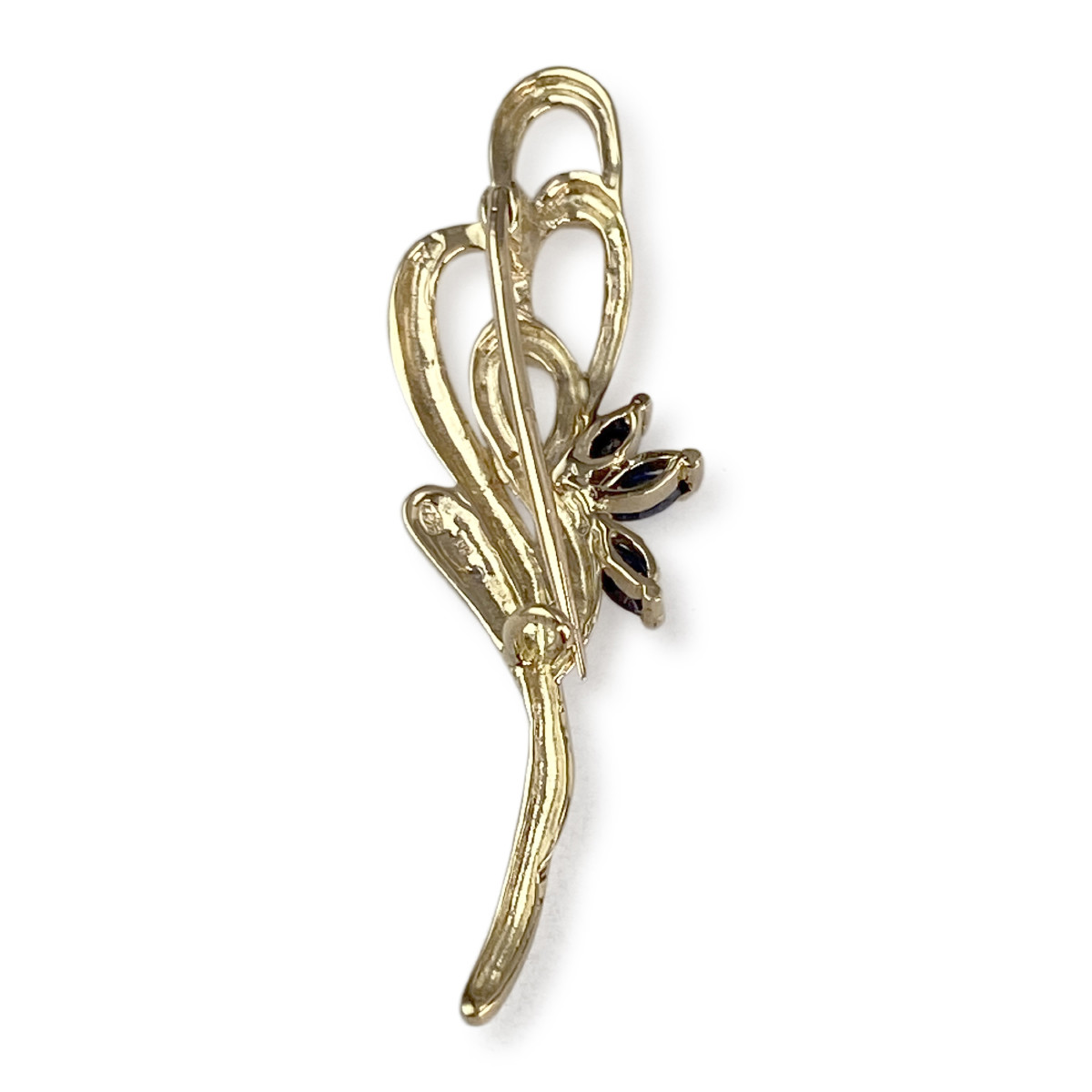 Broche d'occasion or 750 2 tons saphir diamant - vue 3