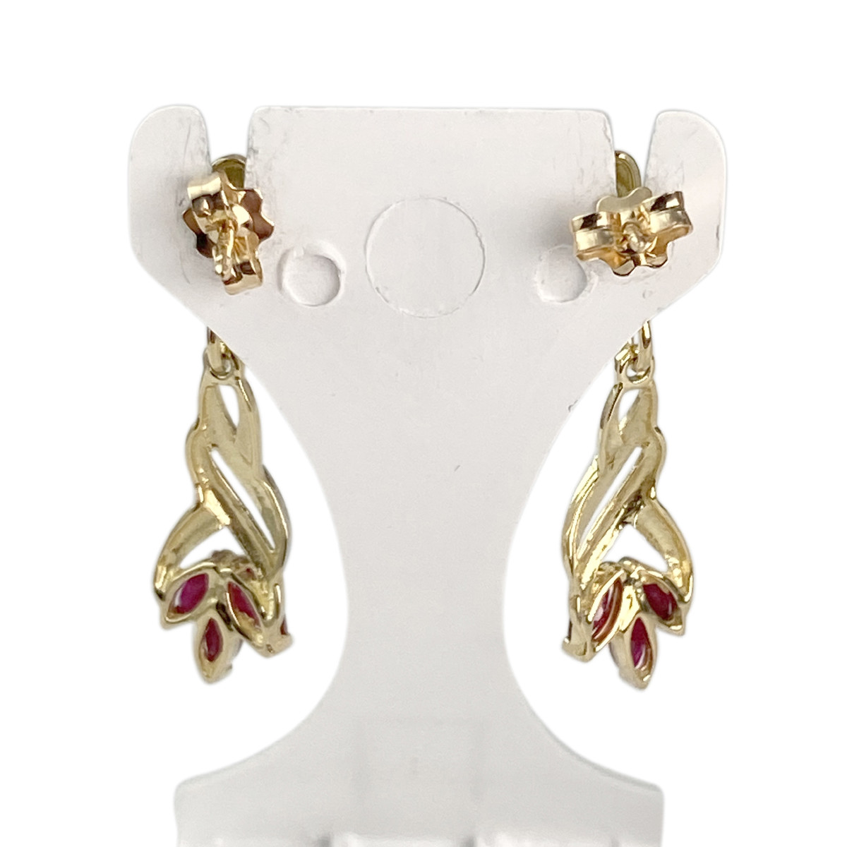 Boucles d'oreilles d'occasion or 750 2 tons rubis - vue 3