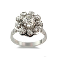 Bague d'occasion or 750 blanc fleur diamants