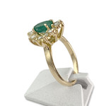 Bague d'occasion or 750 jaune fleur émeraude diamants - vue 2