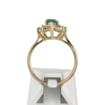 Bague d'occasion or 750 jaune fleur émeraude diamants