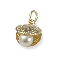 Pendentif d'occasion or 750 jaune coquillage perle imitation