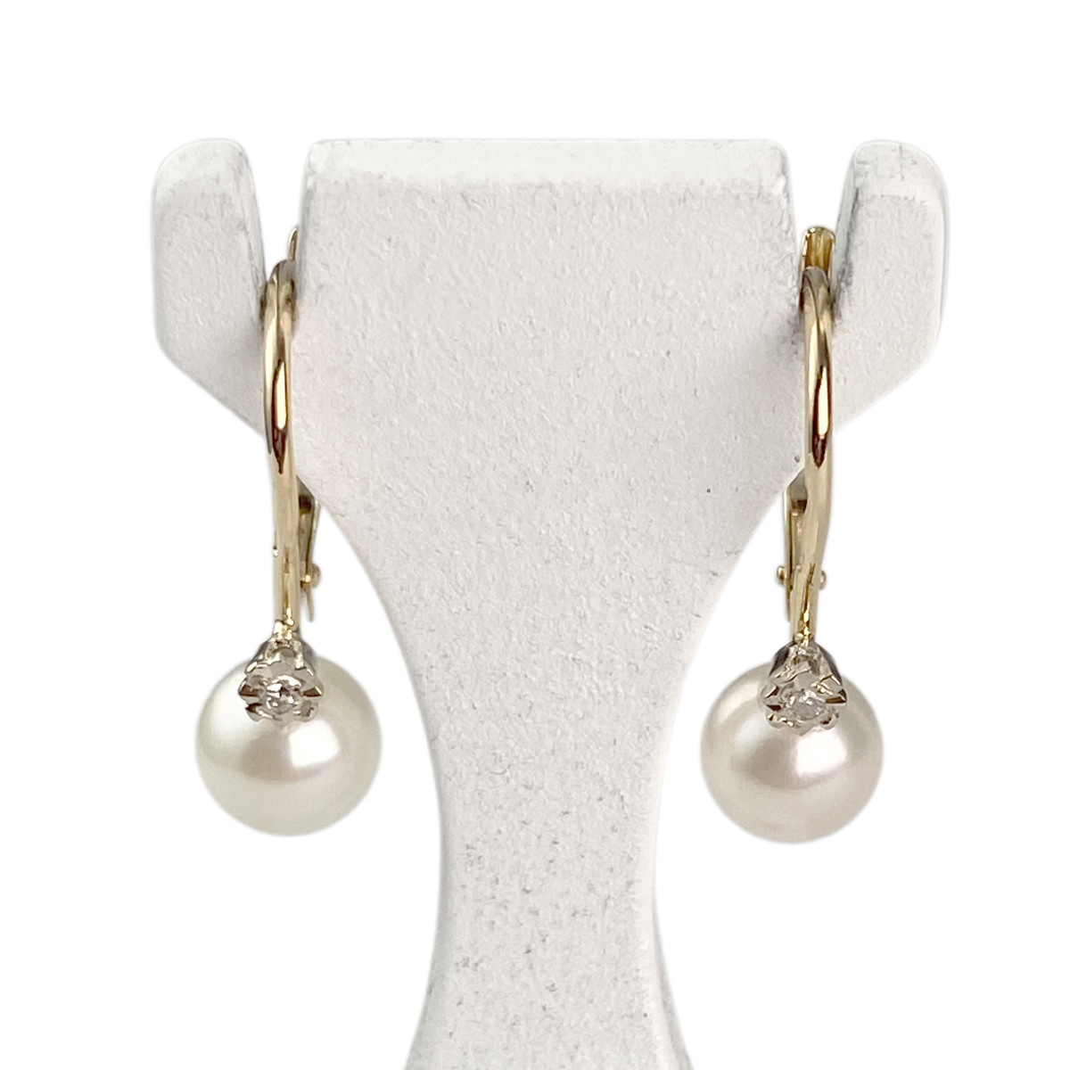 Boucles d'oreilles d'occasion or 750 jaune perles de culture diamants