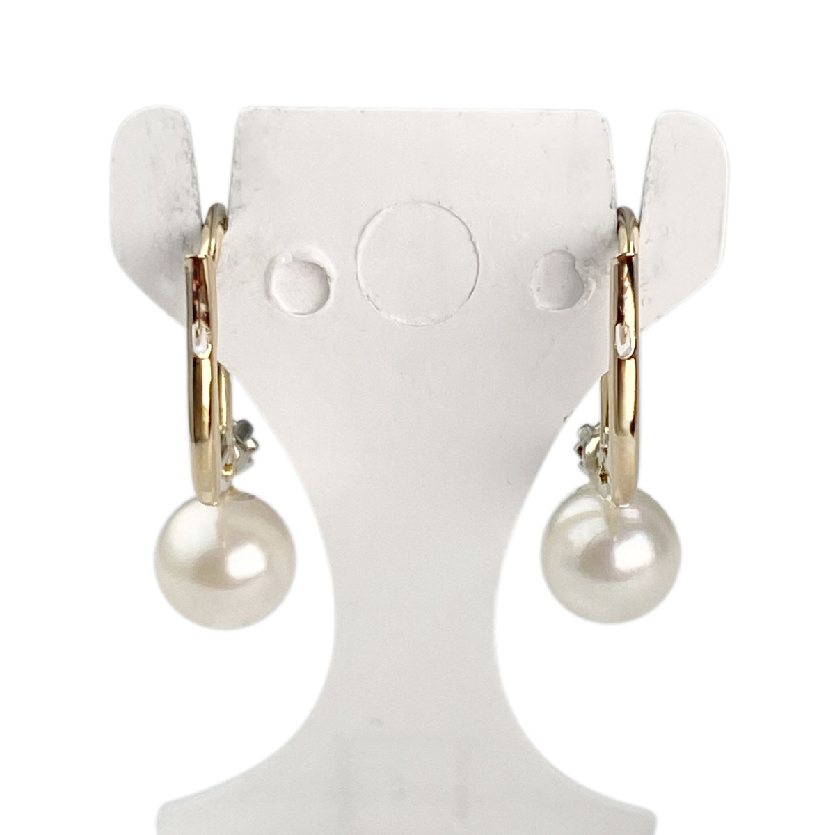 Boucles d'oreilles d'occasion or 750 jaune perles de culture diamants