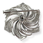 Broche d'occasion or 750 blanc fleur diamants - vue 2