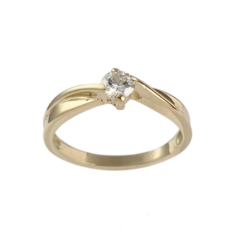 Solitaire d'occasion or 750 jaune diamant - vue 1