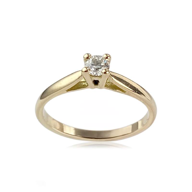Solitaire d'occasion or 750 jaune diamant - vue 1