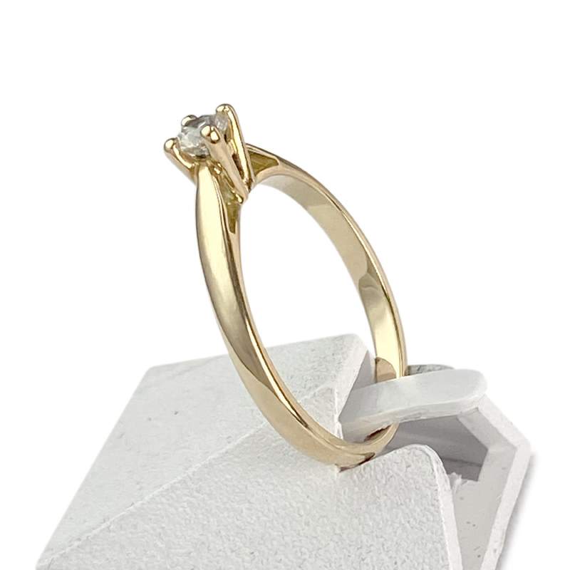 Solitaire d'occasion or 750 jaune diamant - vue 2