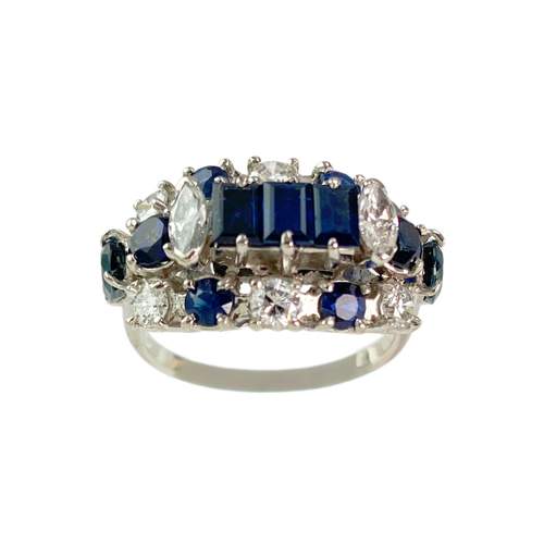 Bague d'occasion or 750 blanc saphir saphir saphir diamant diamant