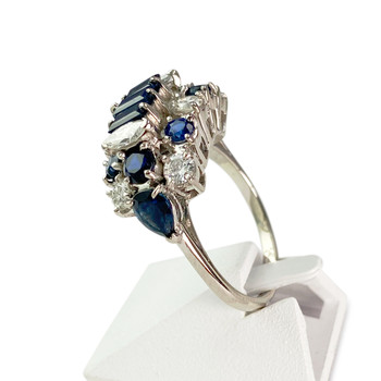 Bague d'occasion or 750 blanc saphir saphir saphir diamant diamant