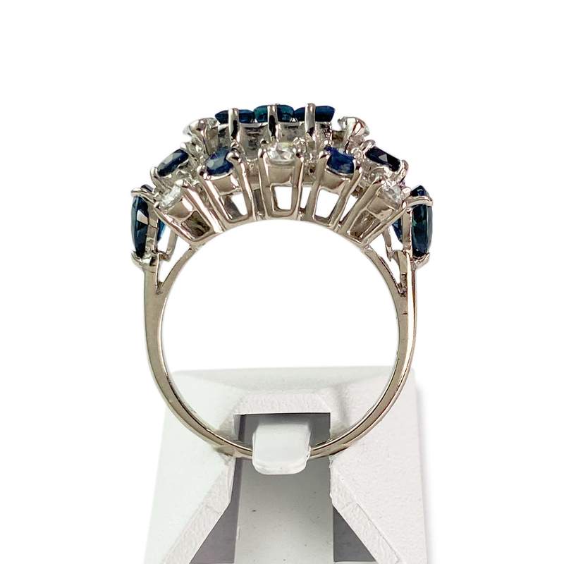 Bague d'occasion or 750 blanc saphir saphir saphir diamant diamant - vue 3
