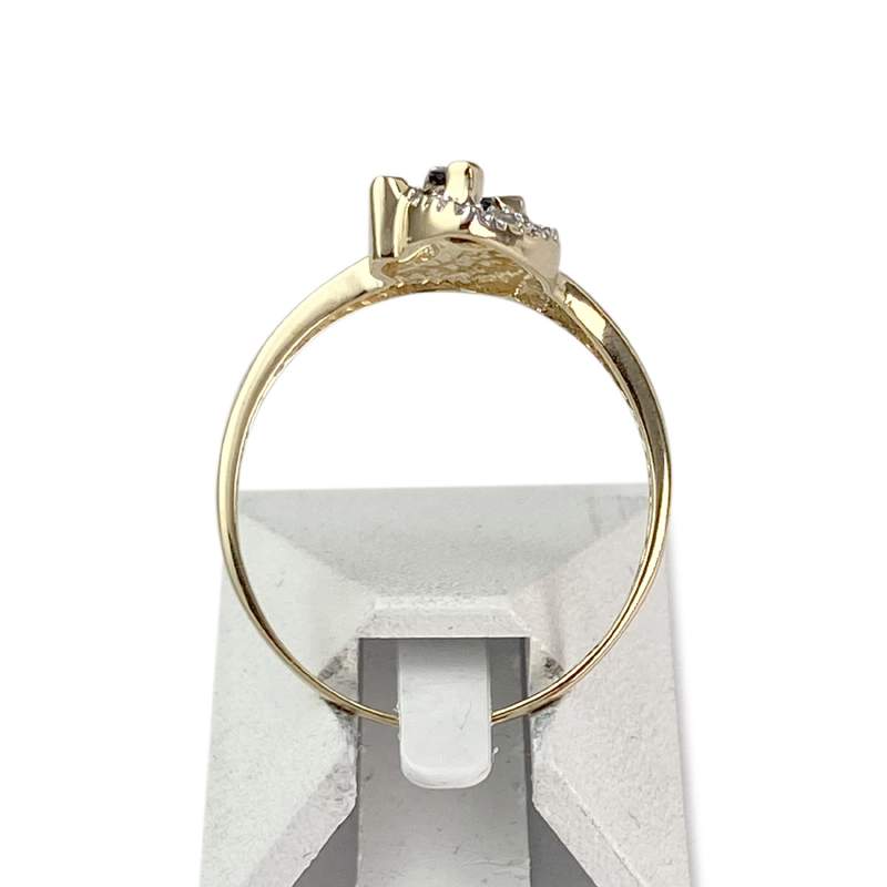 Bague d'occasion or 750 jaune saphir diamants - vue 3