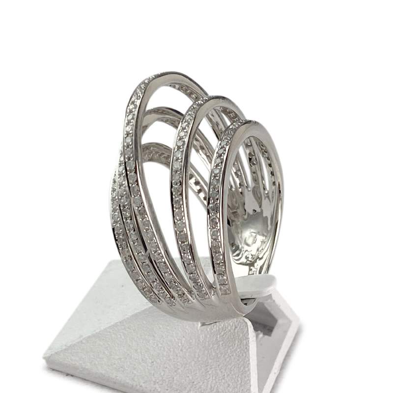 Bague d'occasion or 750 blanc diamants - vue 2