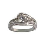 Bague d'occasion platine gris diamants - vue 1