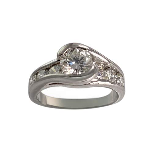 Bague d'occasion platine gris diamants
