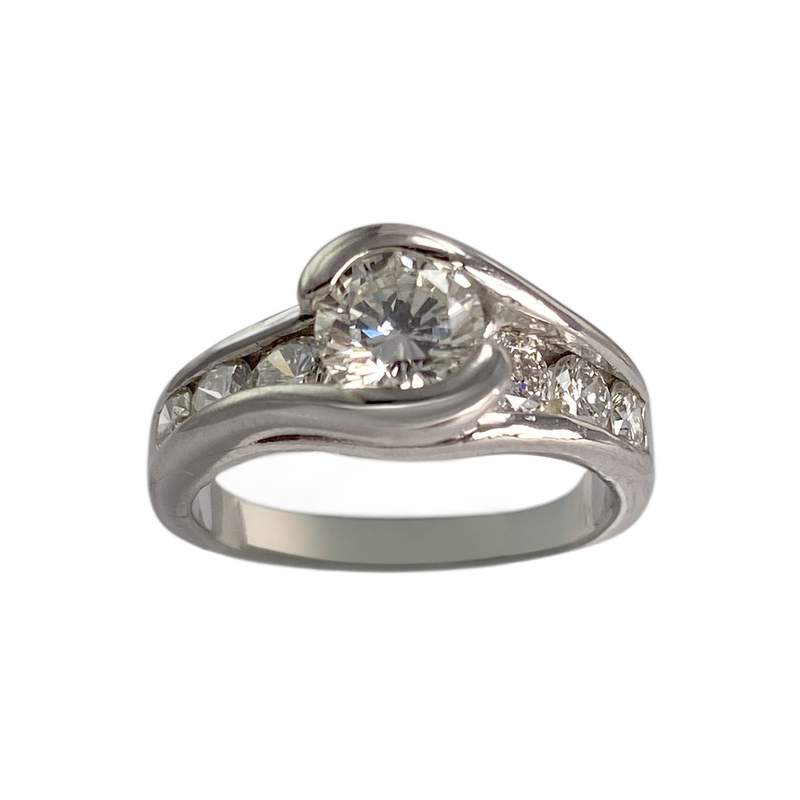 Bague d'occasion platine gris diamants - vue 1