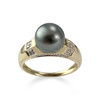 Bague d'occasion or 750 jaune diamants perle de Tahiti - vue V1