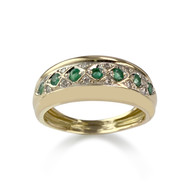 Bague d'occasion or 750 jaune émeraudes diamants