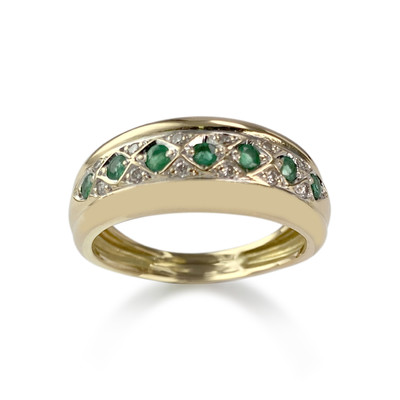 Bague d'occasion or 750 jaune émeraudes diamants