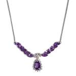 Tweedehands ketting van 750 witgoud met slangpatroon, amethisten en diamanten, 55 cm - afbeelding 1