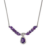 Collier d'occasion or 750 blanc maille serpentine améthystes diamants - vue 1