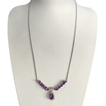 Collier d'occasion or 750 blanc maille serpentine améthystes diamants - vue 2