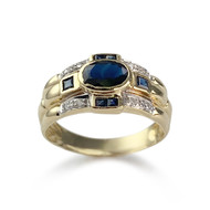 Second-hand gold ring 750 yellow sapphires diamonds