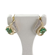 Boucles d'oreilles d'occasion or 750 2 tons diamant émeraude