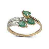 Bague d'occasion or 750 2 tons émeraude diamant