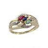 Bague d'occasion or 750 2 tons diamant émeraude saphir rubis - vue V1