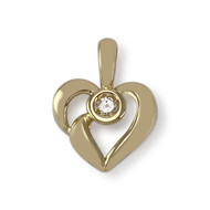 Pendentif coeur d'occasion or 750 jaune diamant