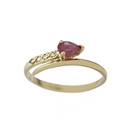 Tweedehands goud 750 gele robijn diamanten ring