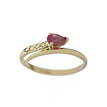 Bague d'occasion or 750 jaune rubis diamant